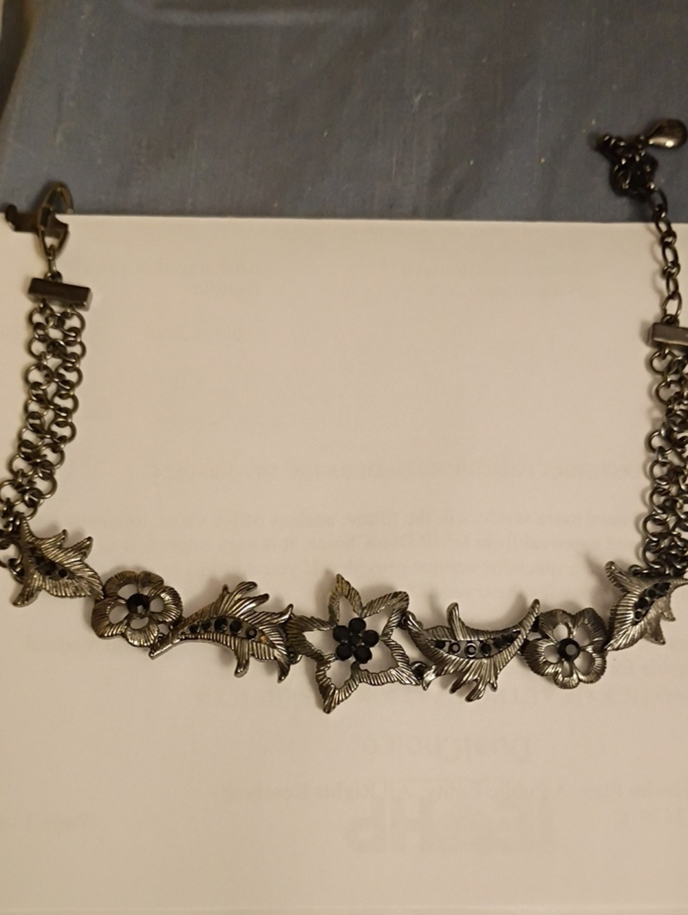 Givenchy Silver Floral Metal Statement Necklace in Gunmetal - Picture 2 of 7